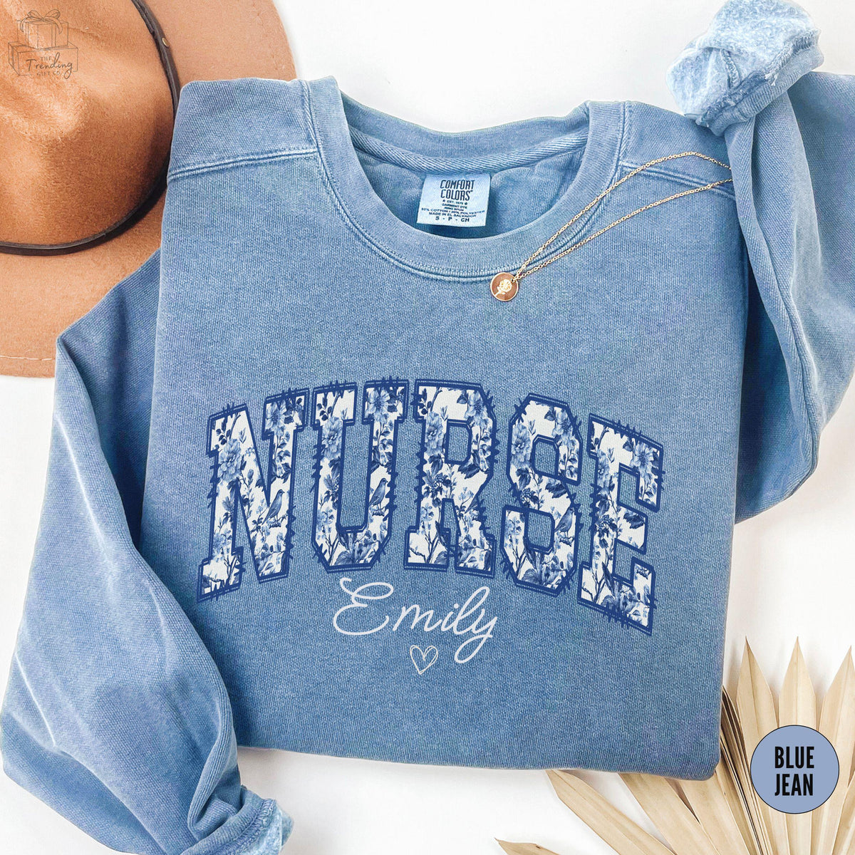 Custom Nurse SweatshirtBlue Nursing Student SweaterPersonalized Nurse Graduation GiftFloral Nurse Week Appreciation Shirt Sweatshirt – Soft Feel · Great Gift For Fans