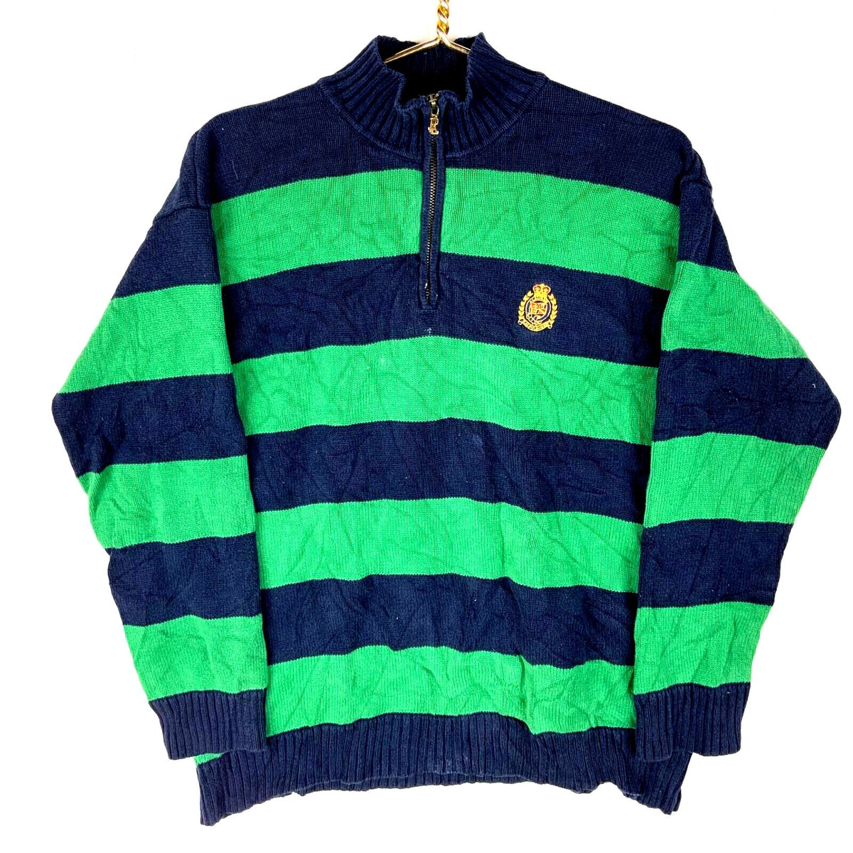 Vintage Lauren Ralph Lauren Knit Sweater Womens Large Green 14 Zip Striped 90s Graphic Tee – Everyday Comfort · Great Gift For Fans