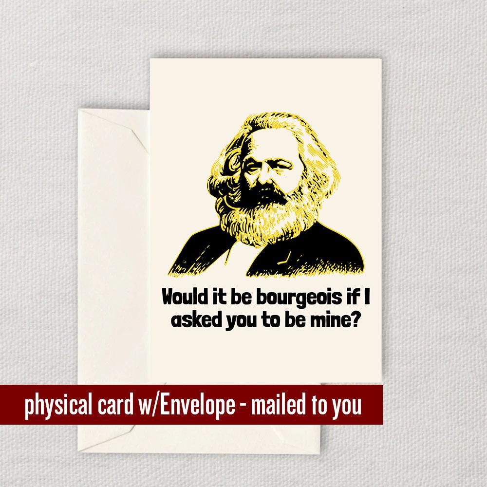 Karl Marx Card Marxist Valentine Marx Greeting Card Communist Cards Asked You To Be Mine Graphic Tee – Everyday Comfort · Top Pick For Any Outfit
