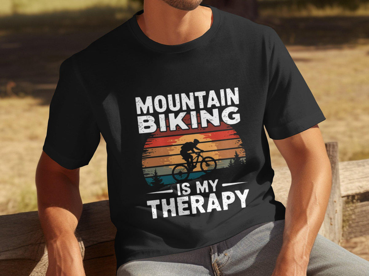 Mountain Biking Is My Therapy T Shirt Funny Mens Mountain Bike Tee Therapy T Shirt for Cyclists Biker Gift Outdoor Cycling Shirt Graphic Tee – Easygoing Wear · Trending Graphic Apparel