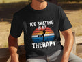 Mens Funny Ice Skating Therapy T Shirt Ice Skating Is My Therapy Graphic Tee Skating Enthusiast Gift Vintage Skating Shirt Graphic Tee – Aesthetic Look · Great Gift For Fans