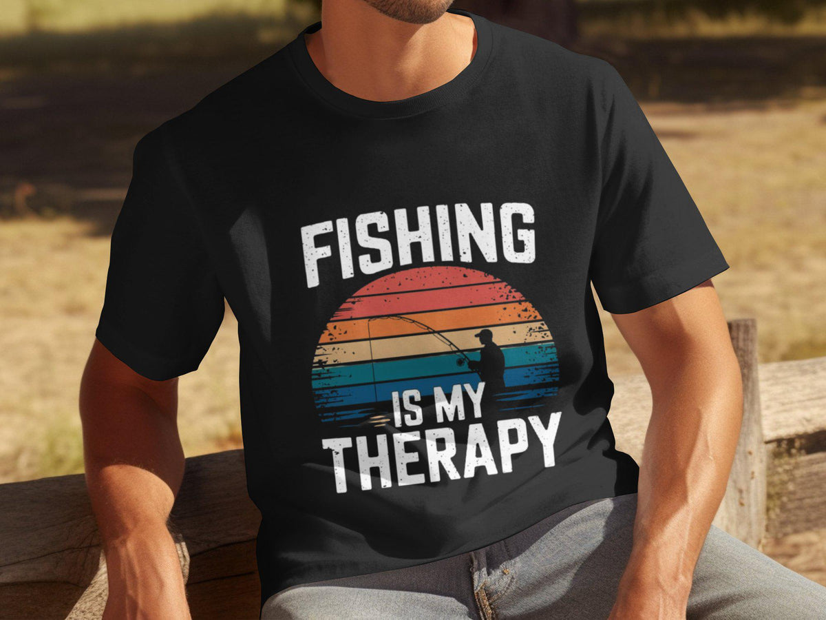 Fishing Is My Therapy TShirt Funny Fishing Graphic Tee Mens Therapy Shirt Fisherman Gift Relaxation Fishing TShirt Graphic Tee – Cozy Vibes · Top Pick For Any Outfit