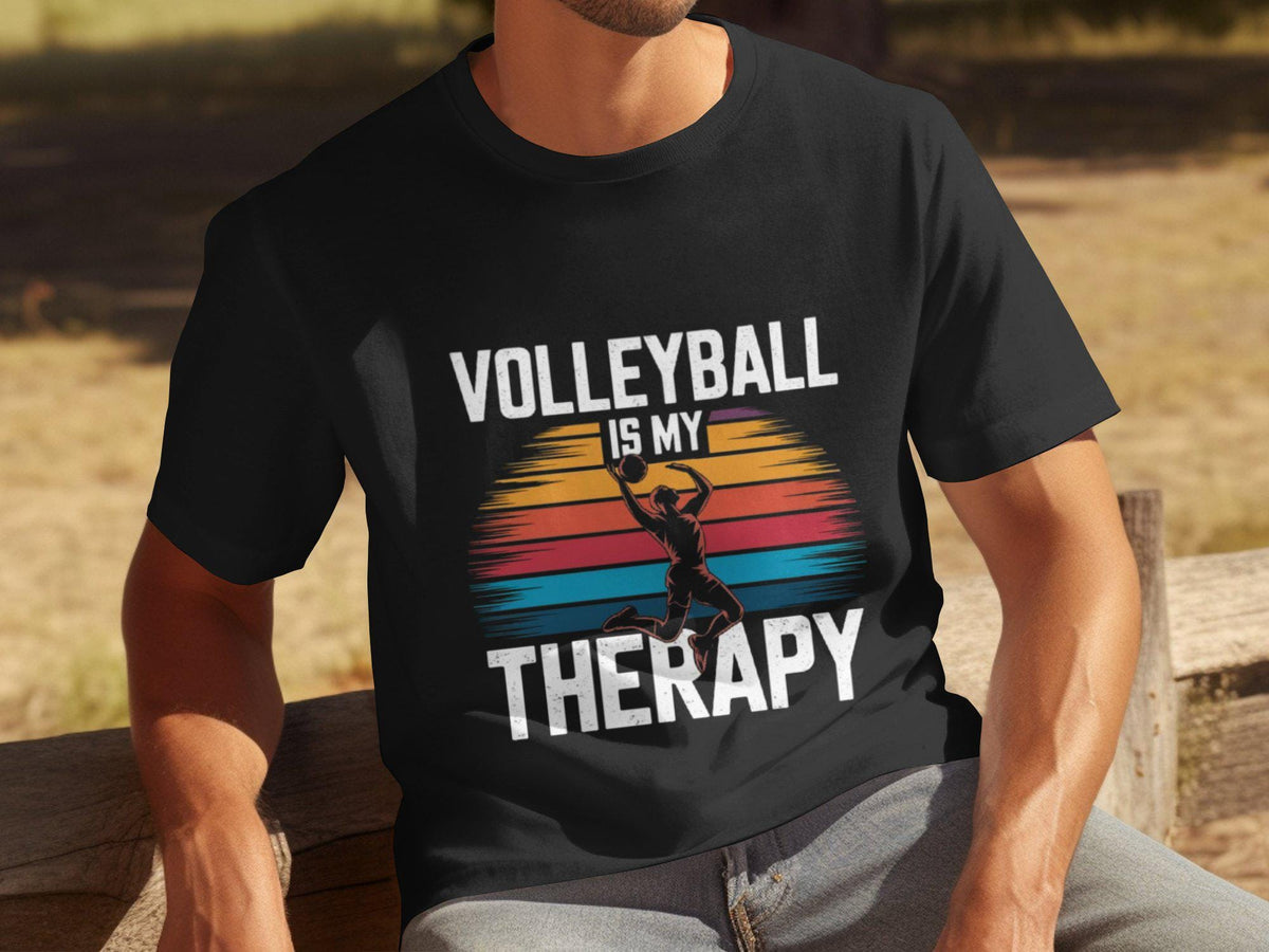 Mens Funny Volleyball Therapy T Shirt Volleyball Is My Therapy Tee Gift for Volleyball Players Volleyball Lover Shirt Dad Sports Shirt Graphic Tee – Soft Feel · Must-Have Style