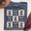 Coquette Easter Bunny TShirt Cute Floral Bunny Gift Toile Happy Easter TShirt Boho Rabbit Lover Tee Graphic Tee – Soft Feel · Perfect For Daily Wear