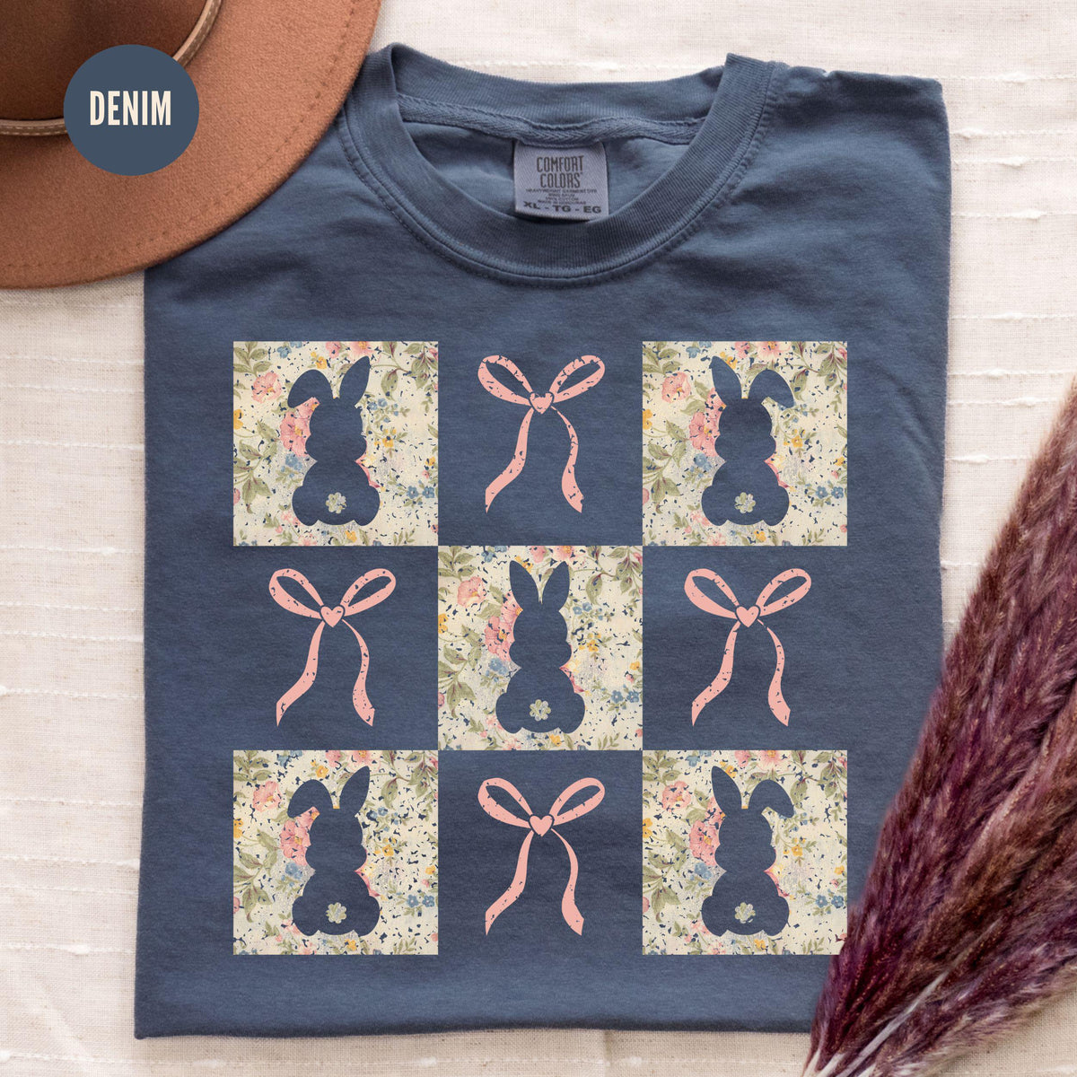 Coquette Easter Bunny TShirt Cute Floral Bunny Gift Toile Happy Easter TShirt Boho Rabbit Lover Tee Graphic Tee – Soft Feel · Perfect For Daily Wear