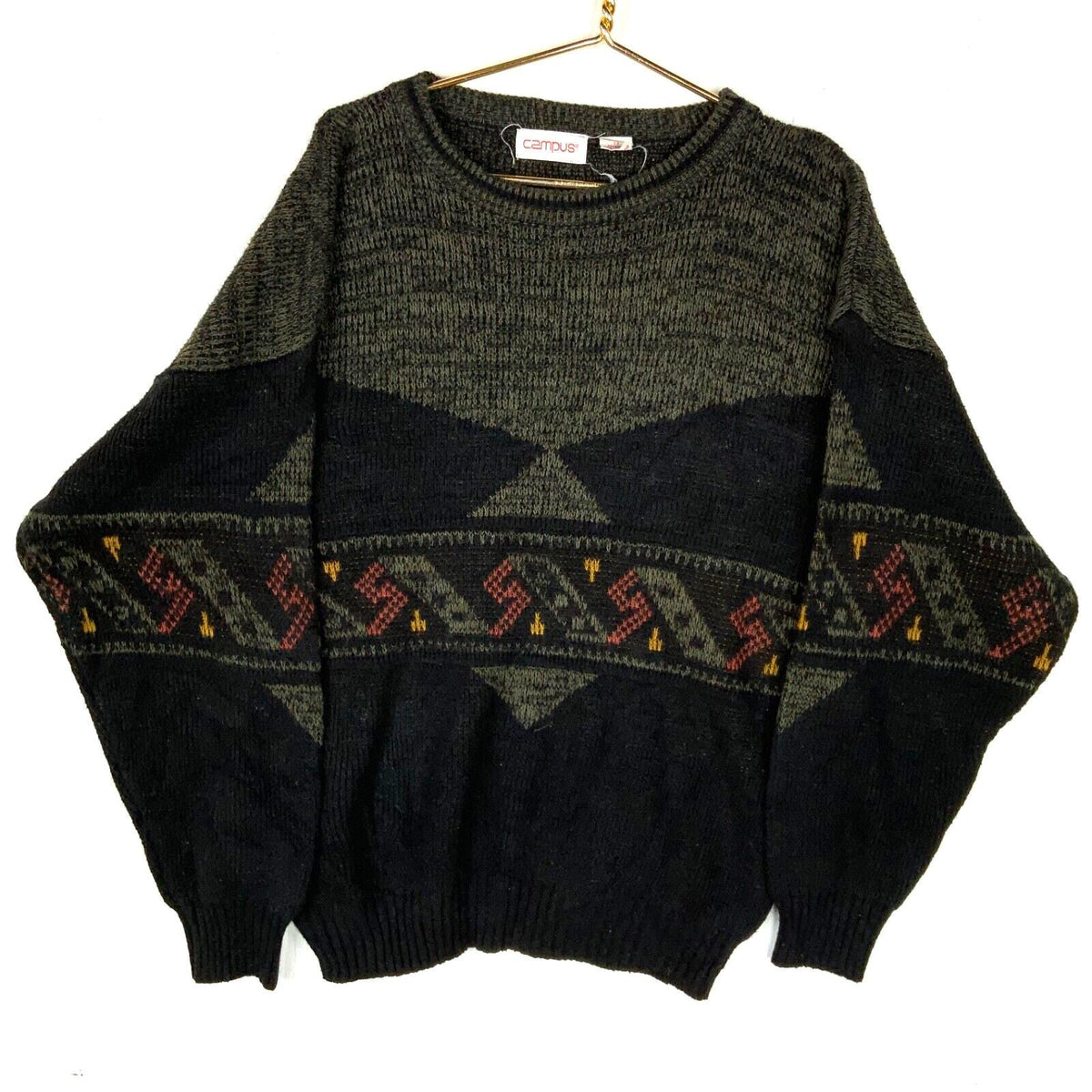 Vintage Grandpa Knit Sweater Size Large Tall Black Patterned 80s Graphic Tee – Cozy Vibes · Must-Have Style