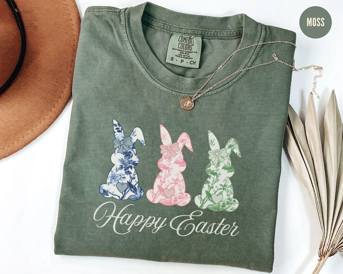 Toile Easter Bunny Shirt Happy Easter TShirt Coquette Bow Easter Tshirt Lace Bunny Shirt Chinoiserie Rabbit Lover Gift Graphic Tee – Soft Feel · Must-Have Style