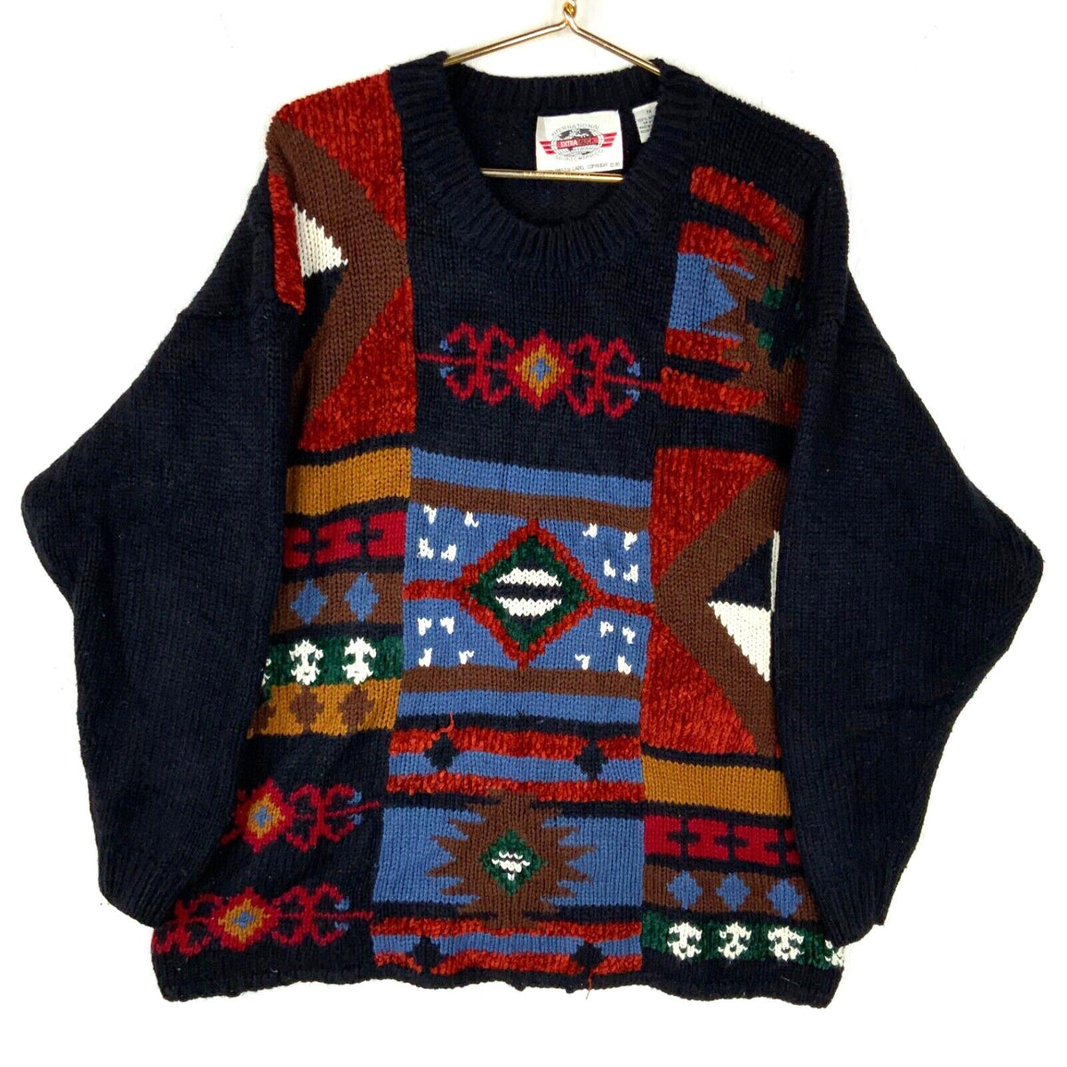 Vintage Grandma Knit Sweater Womens Size 1X Black Aztec Western 90s Graphic Tee – Aesthetic Look · High-Quality Print
