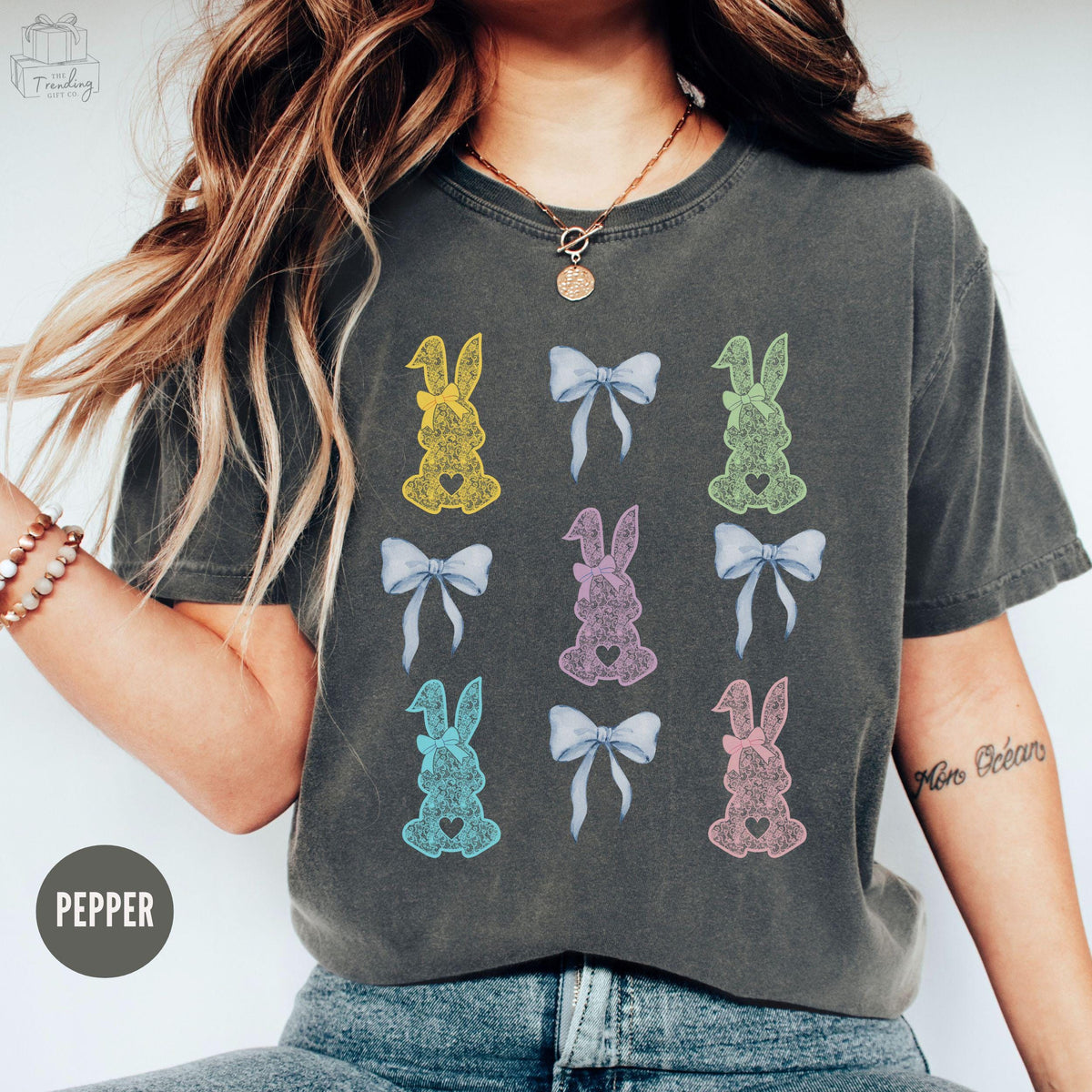 Coquette Bow Bunny Ears Shirt Easter TShirt Cute Chinoiserie Bunny Gift Happy Easter TShirt Lace Rabbit Lover Tee Graphic Tee – Cozy Vibes · Great Gift For Fans
