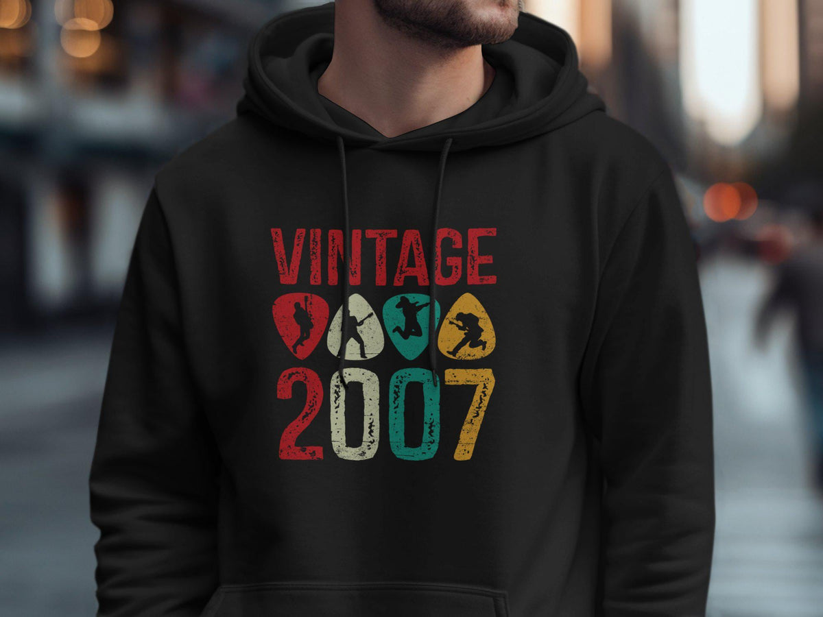 18th birthday vintage 2007 t shirt 18 years old gift hoodie born in 2007 sweatshirt retro music lover tee Hoodie – Feel-Good Design · High-Quality Print
