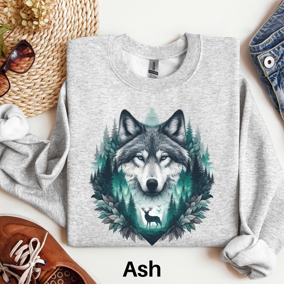 Retro Wolf Wilderness Scene Sweatshirt Winter Wolves Sweater 90s Nature Wildlife Sweatshirt Wolf Spirit Animal Gift Americana Aesthetic Sweatshirt – Warm & Stylish · High-Quality Print