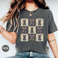 Coquette Bow Bunny Easter TShirt Cute Floral Bunny Gift Toile Happy Easter TShirt Lace Rabbit Lover Tee Graphic Tee – Aesthetic Look · Perfect For Daily Wear