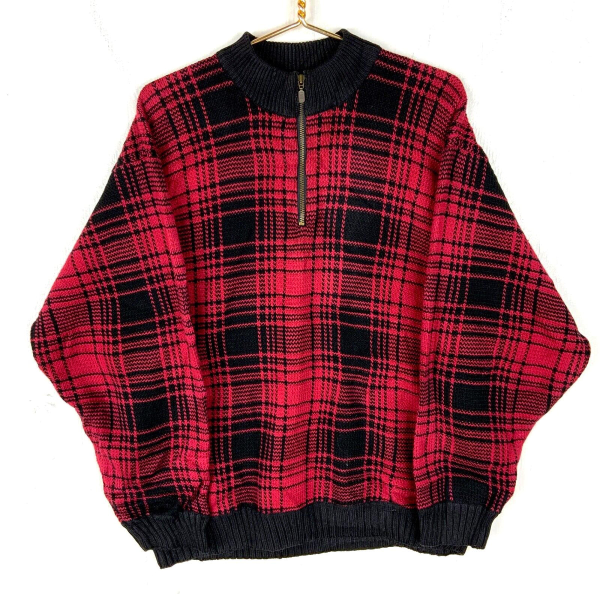 Vintage Tommy Hilfiger Knit Sweater Large Red 14 Zip Plaid 90s Graphic Tee – Feel-Good Design · Must-Have Style
