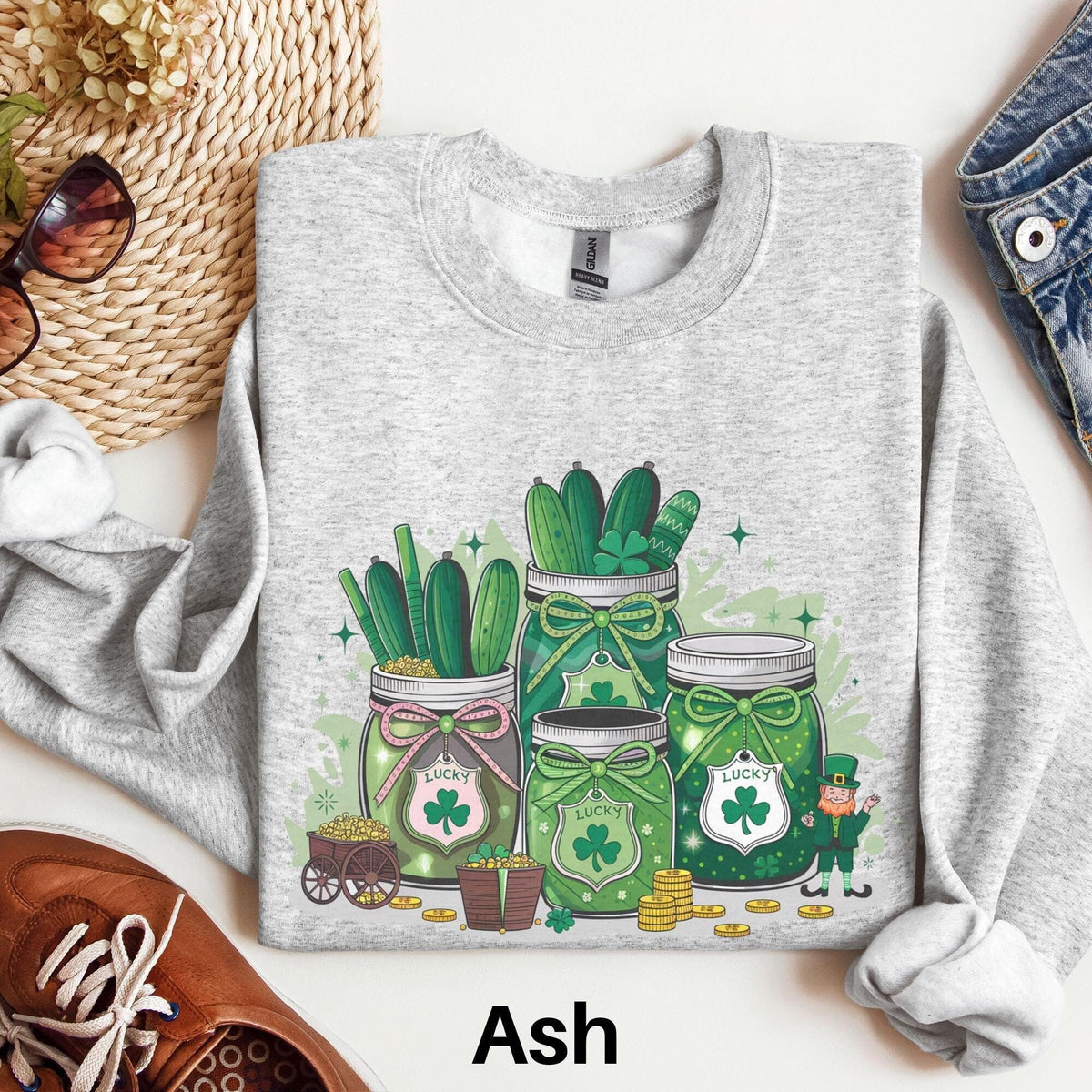 St Patricks Day Pickle Sweatshirt Pickle Lover Gift Funny St Patricks Day Sweater Pickle Jar Sweater Vintage Pickle Crewneck Sweatshirt Sweatshirt – Premium Graphic · Perfect For Daily Wear
