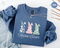 Happy Easter Bunny Sweatshirt Toile Easter Shirt Coquette Bow Easter Sweater Lace Bunny Crewneck Chinoiserie Rabbit Lover Gift Sweatshirt – Fan Favorite · Must-Have Style