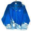 Vintage Snow Man Winter Christmas Fleece Full Zip Sweater Jacket Womens Large Graphic Tee – Warm & Stylish · Perfect For Daily Wear
