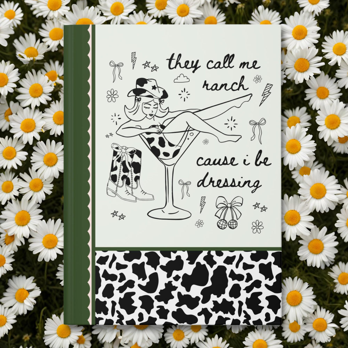 Funny Saying Western Cowgirl Notebook with Adorable Cow Print Boots Silly Weirdcore Country Rodeo Journal with Lightning Girly Boho Disco Graphic Tee – Cozy Vibes · Trending Graphic Apparel