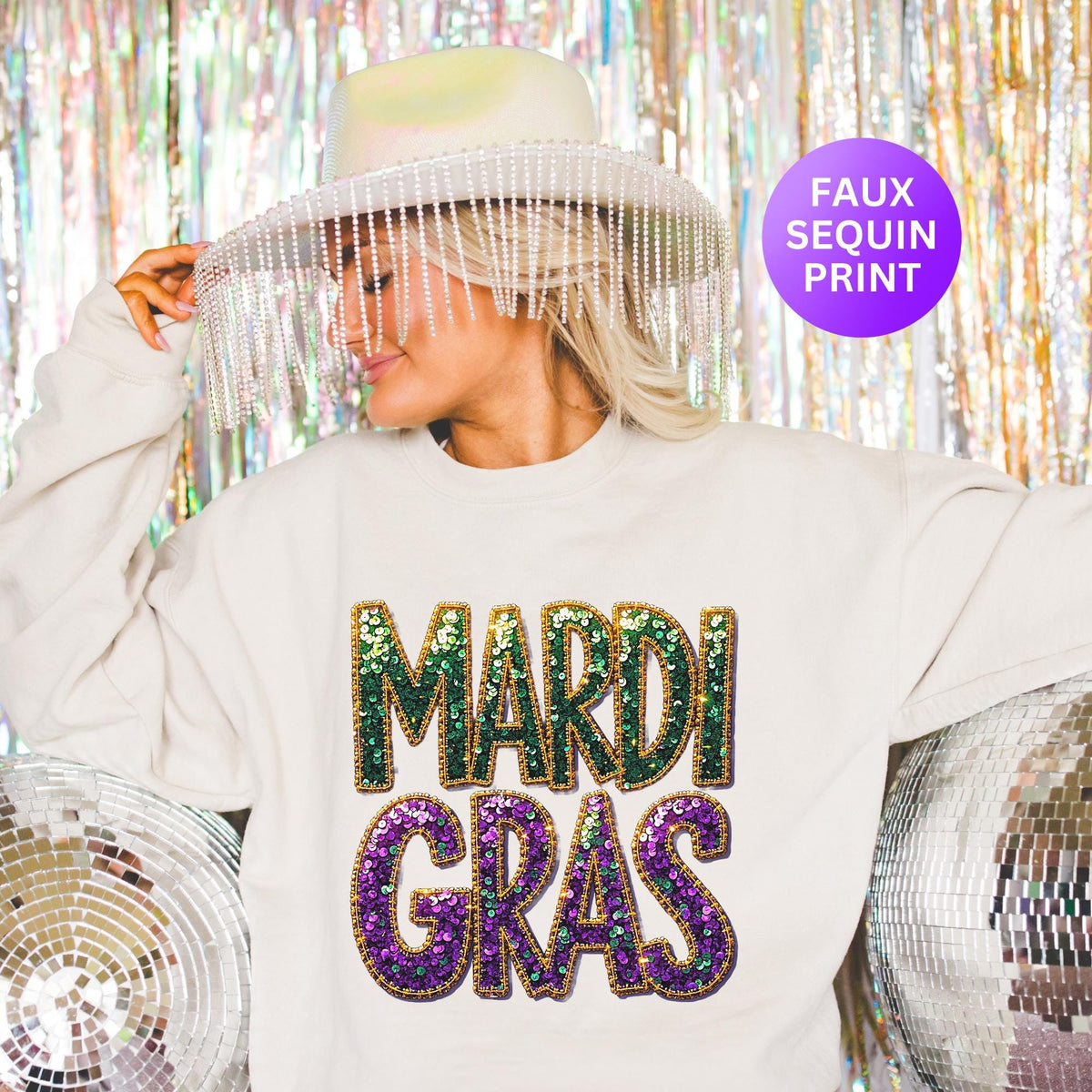 Faux Sequins Mardi Gras Shirt Mardi Gras Sweatshirt Fat Tuesday Shirt New Orleans Shirt Mardi Gras Party Sweatshirt – Feel-Good Design · Great Gift For Fans