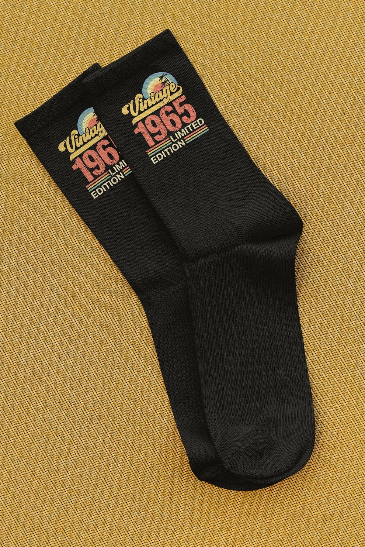 Vintage 1965 Edition Socks 60th Birthday Gift for Him Retro 1963 Socks Fun 60th Birthday Present Unique Birthday Socks Black Socks Graphic Tee – Premium Graphic · High-Quality Print