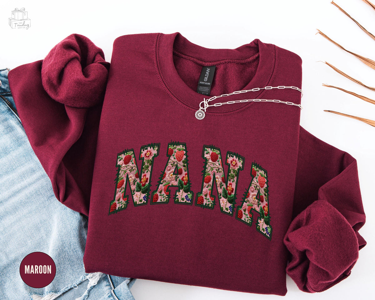 Strawberry Nana Sweatshirt Floral Grandma Crewneck Custom Nana Birthday Gift Granny Outfit Grammy Mothers Day Gift Grandmother Sweater Sweatshirt – Soft Feel · Must-Have Style