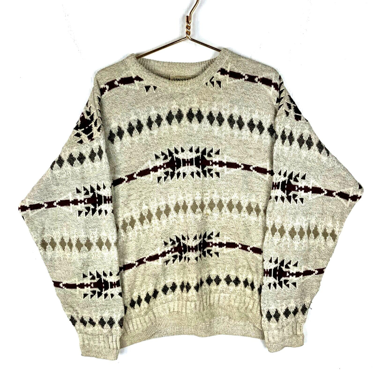 Vintage Grandpa Knit Crewneck Sweater XL Beige Pattern Pullover 90s Graphic Tee – Everyday Comfort · Must-Have Style