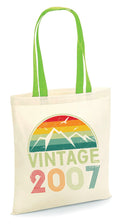 Vintage 2007 Tote Bag 18th Birthday Gift Born in 2007 18 Years Old Party Bag Retro Mountains Design Unique Birthday Gift Tote Bag – Feel-Good Design · High-Quality Print