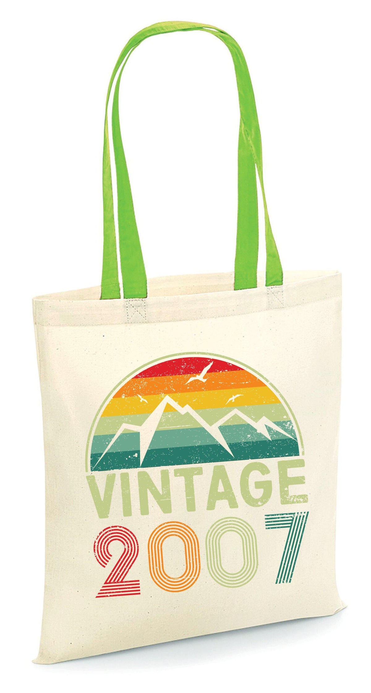 Vintage 2007 Tote Bag 18th Birthday Gift Born in 2007 18 Years Old Party Bag Retro Mountains Design Unique Birthday Gift Tote Bag – Feel-Good Design · High-Quality Print