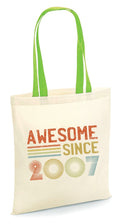 Awesome Since 2007 Tote Bag 18th Birthday Tote Bag Born in 2007 Gift 18 Years Old Celebration Party Bag Reusable Shopping Bag Tote Bag – Everyday Comfort · Perfect For Daily Wear