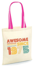50th Birthday Tote Bag Awesome Since 1975 50 Years Old Party Gift Born in 1975 Reusable Bag for Life Milestone Birthday Tote Tote Bag – Feel-Good Design · Must-Have Style