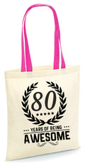 80 years of being awesome tote bag 80th birthday tote bag born in 1943 80 years old tote bag 80th party bag reusable bag Tote Bag – Warm & Stylish · Trending Graphic Apparel