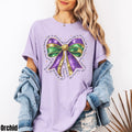Coquette Bow Mardi Gras Shirt Faux Glitter Mardi Gras Shirt Carnival Party Tee Women New Orleans Outfit Nola Shirt Graphic Tee – Easygoing Wear · High-Quality Print