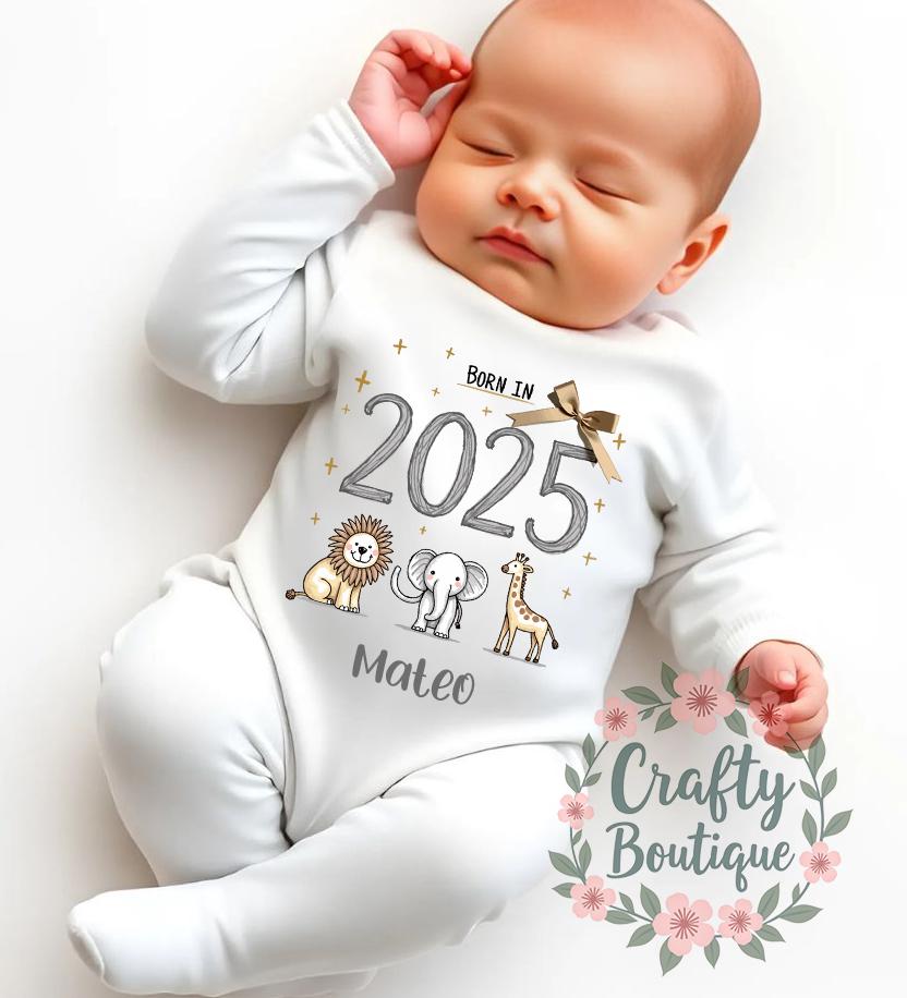 Baby Announcement Personalised Custom Name 39Born In 202539 Baby Grow Sleep suit Gift Bib Newborn New Baby Set Printed Newborn Outfit 1072 Graphic Tee – Feel-Good Design · Must-Have Style