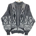 Vintage 3D Knit Crewneck Sweater Women Large Gray Leather Trim Argyle Arrows 90s Graphic Tee – Aesthetic Look · Perfect For Daily Wear