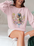 Girl with a Pearl Earring Johannes Vermeer Floral Collage with Butterflies Boho Art History Sweatshirt Famous Painting Goblincore Gift Sweatshirt – Bold Style · Perfect For Daily Wear