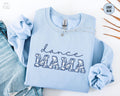 Blue Floral Dance Mama Sweatshirt Dance Mom Gift Mom of Dancer Sweater Floral Dance Competition Outfit Coquette Mothers Day Crewneck Sweatshirt – Aesthetic Look · High-Quality Print