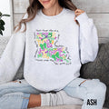 Louisiana Sweatshirt Coquette Bows Mardi Gras Sweater Carnival Party Sweatshirt Womens New Orleans Outfit Nola Sweater Girly Mardi Gras Sweatshirt – Cozy Vibes · High-Quality Print