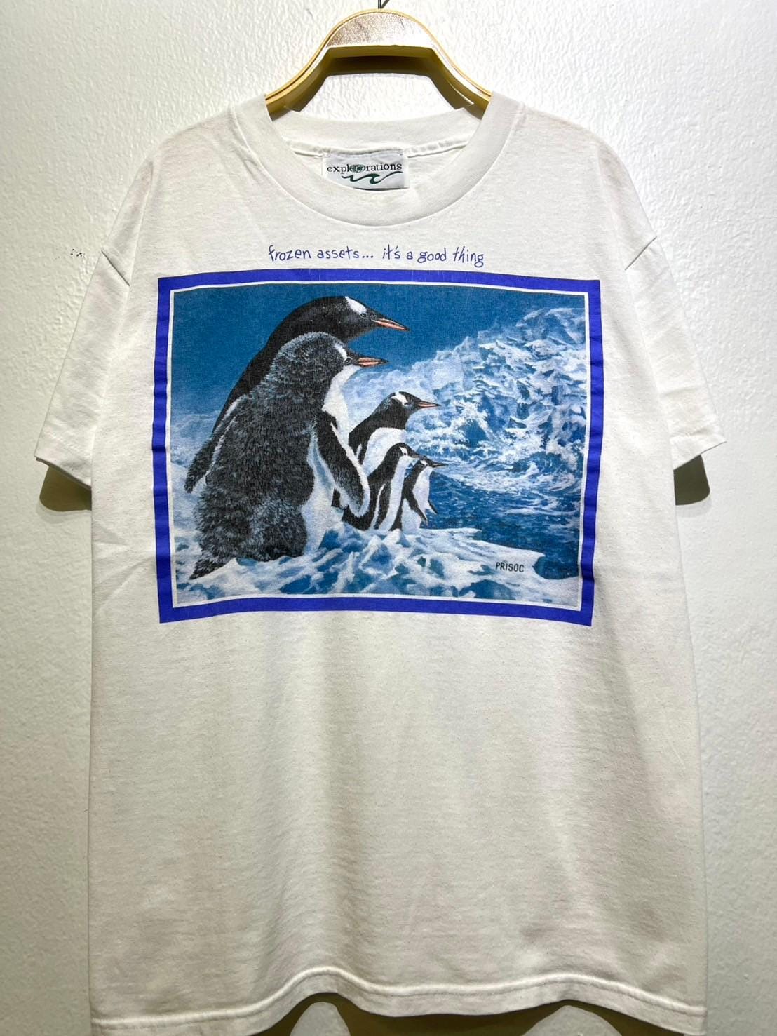 Vintage 1990s Penguin Family Goin South Funny Nature Wildlife Arctic Ice Ocean T Shirt Size L Graphic Tee – Aesthetic Look · High-Quality Print