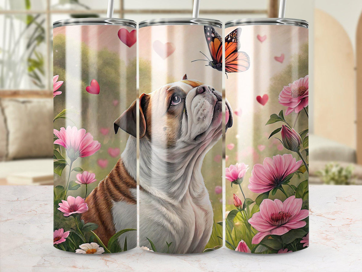 Dog and Butterfly Tumbler Wrap 20 oz Digital PNG Flowers and Dog Tumbler Image Cute Dog Digital Wrap Floral Tumbler Design Graphic Tee – Cozy Vibes · Must-Have Style
