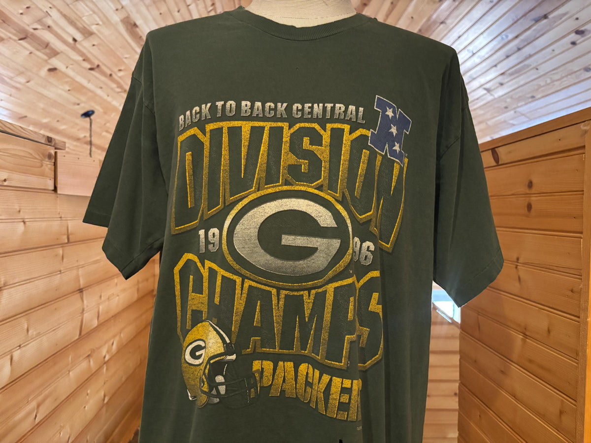 Vintage 90s Green Bay Packers Division Champs NFL 1996 T shirt XXL Graphic Tee – Aesthetic Look · Great Gift For Fans