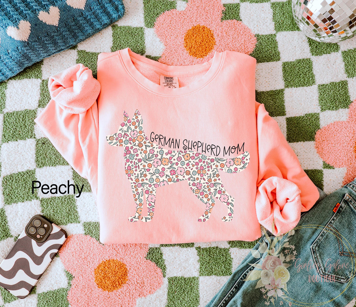German Shepherd Mom Sweatshirt Gift For German Shepherd Owner German Shepherd Sweatshirt Dog Lover Floral Dog Sweatshirt Sweatshirt – Bold Style · Must-Have Style