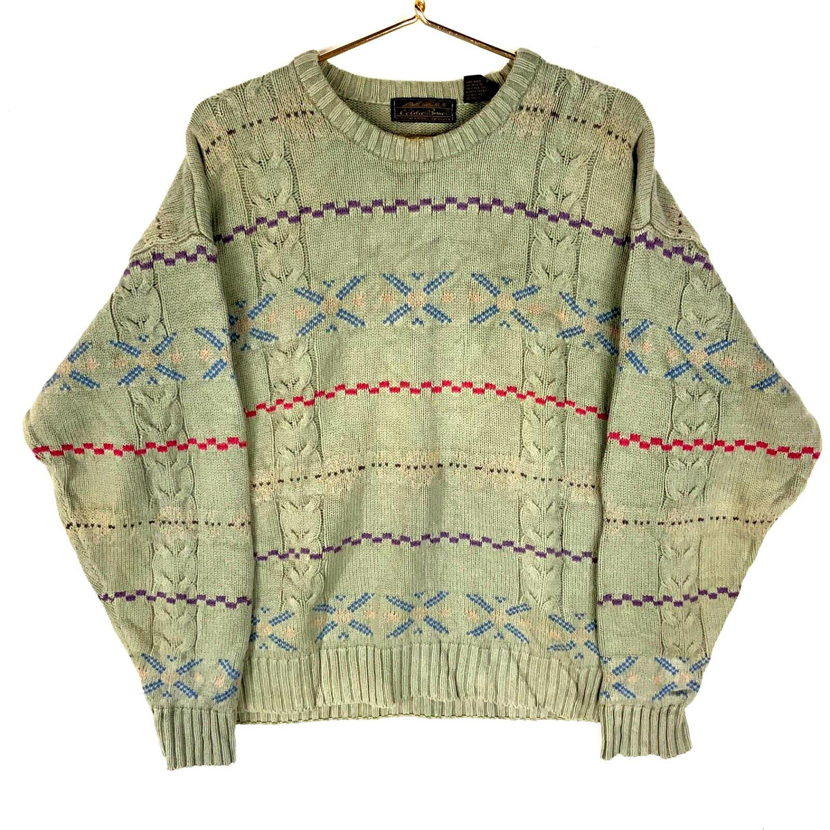 Vintage Eddie Bauer Cable Knit Sweater Large Green Crewneck Pattern 90s Graphic Tee – Soft Feel · Perfect For Daily Wear