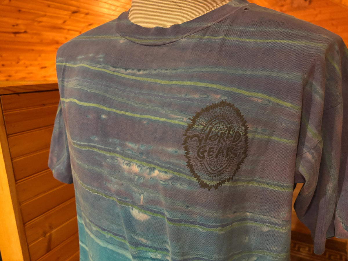 Vintage 90s World Gear Blue and Green Tye Dye Tshirt XL Graphic Tee – Fan Favorite · Trending Graphic Apparel