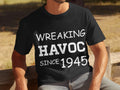 Funny Mens 80th Birthday TShirt Born in 1945 Wreaking Havoc Since 1945 80 Years Old Gift 80th Birthday Shirt Graphic Tee – Aesthetic Look · Must-Have Style