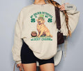 Golden Retriever St Patricks day Sweatshirt Dog Lover St Paddys Day Jumper Lucky Shamrock Irish Sweatshirt Green Crewneck Pullover St Sweatshirt – Aesthetic Look · Top Pick For Any Outfit