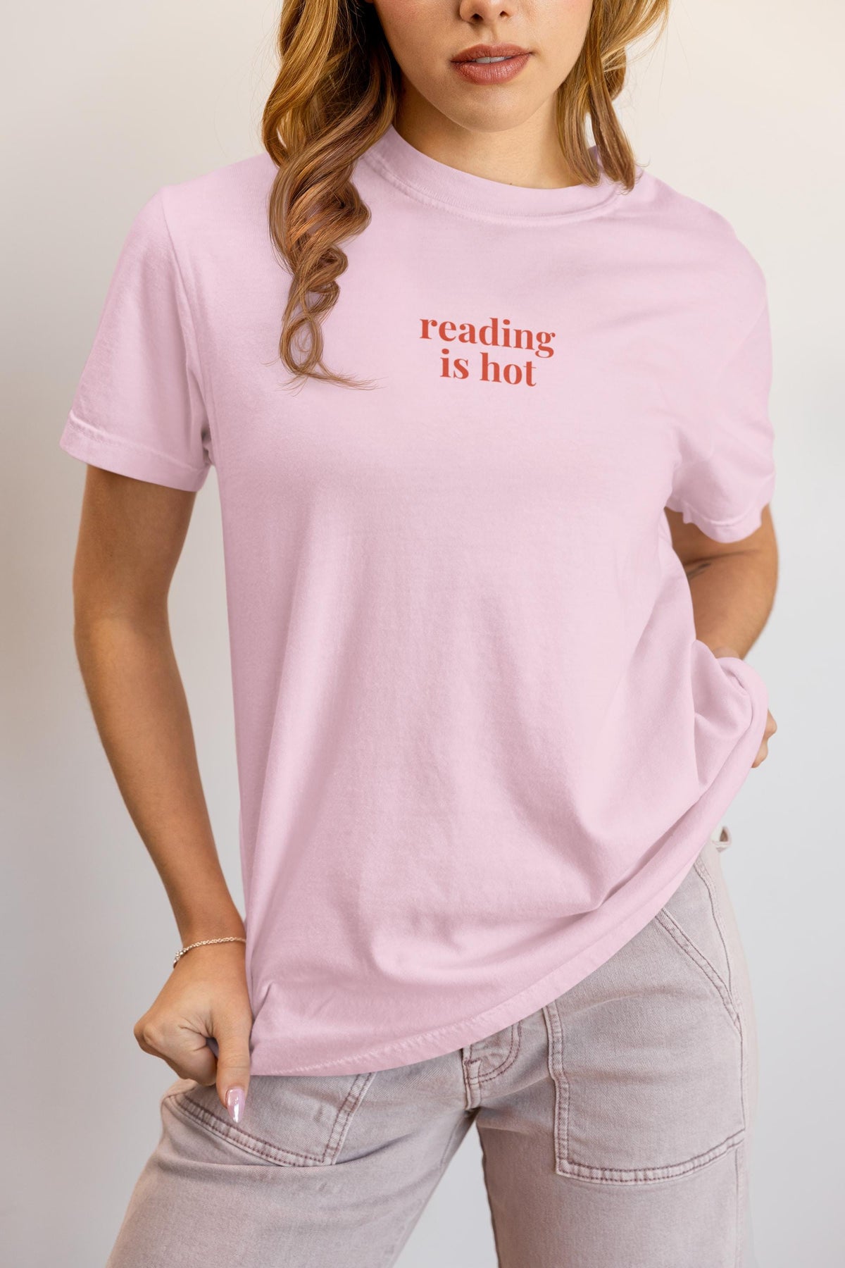 Reading is Hot Funny Bookworm Shirt Romance Reader Librarian Tee Funny Saying TShirt Book Lover Gift Idea Fantasy Romance Reader Gift Graphic Tee – Soft Feel · Perfect For Daily Wear