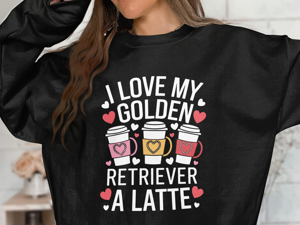 Golden Retriever Dog Lover Sweatshirt Cute Latte Design Perfect Gift for Dog Moms Cozy Sweater for Dog Enthusiasts Sweatshirt – Warm & Stylish · Perfect For Daily Wear