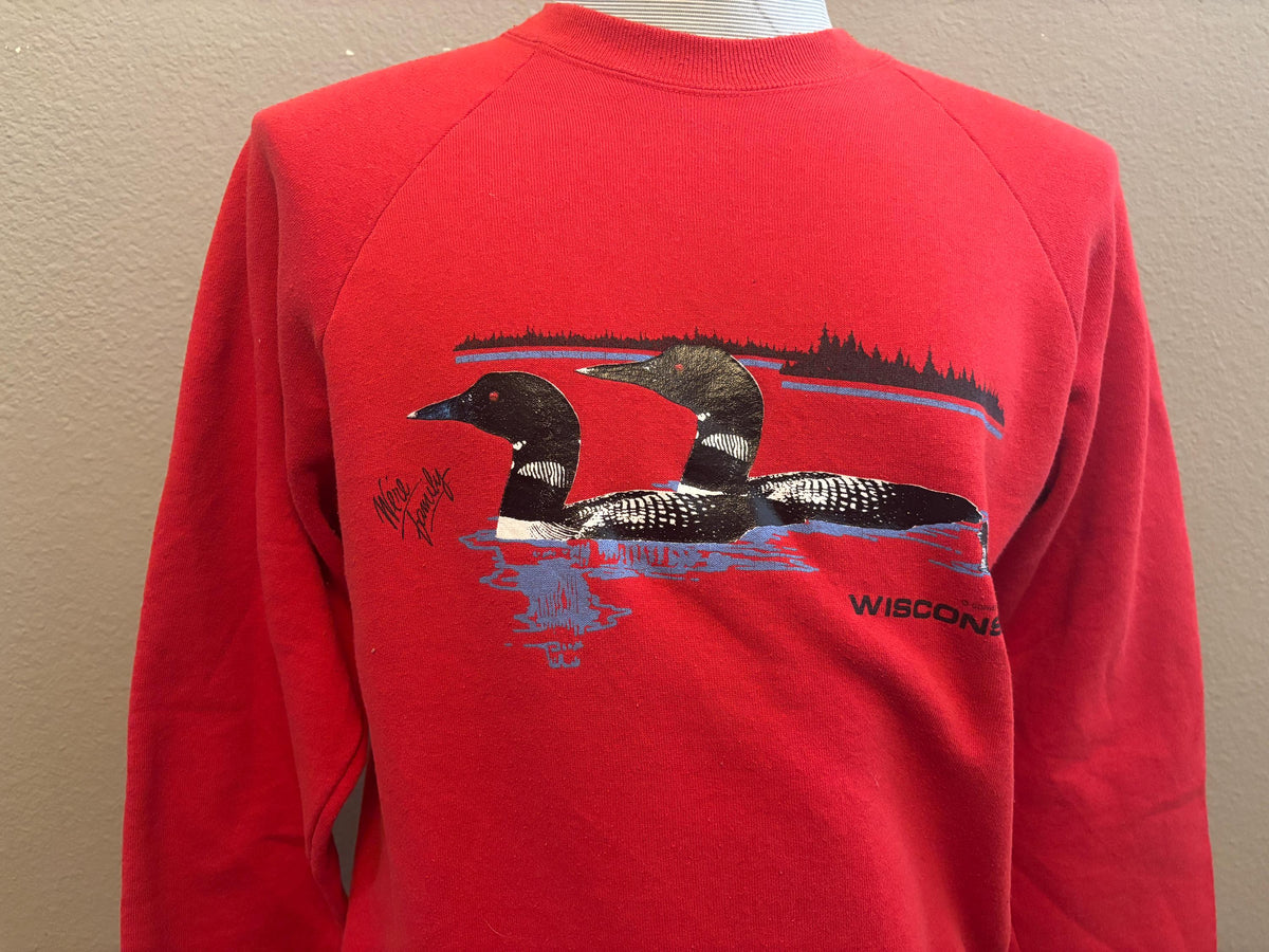 Vintage 80s Muscovy Duck In Lake Wisconsin Crewneck Sweatshirt L Sweatshirt – Premium Graphic · Trending Graphic Apparel