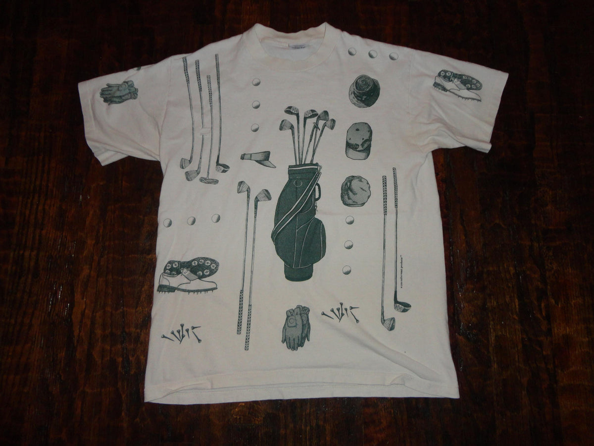Vintage 90s Golf AOP All Over Print Relevant T Shirt L Graphic Tee – Easygoing Wear · Perfect For Daily Wear