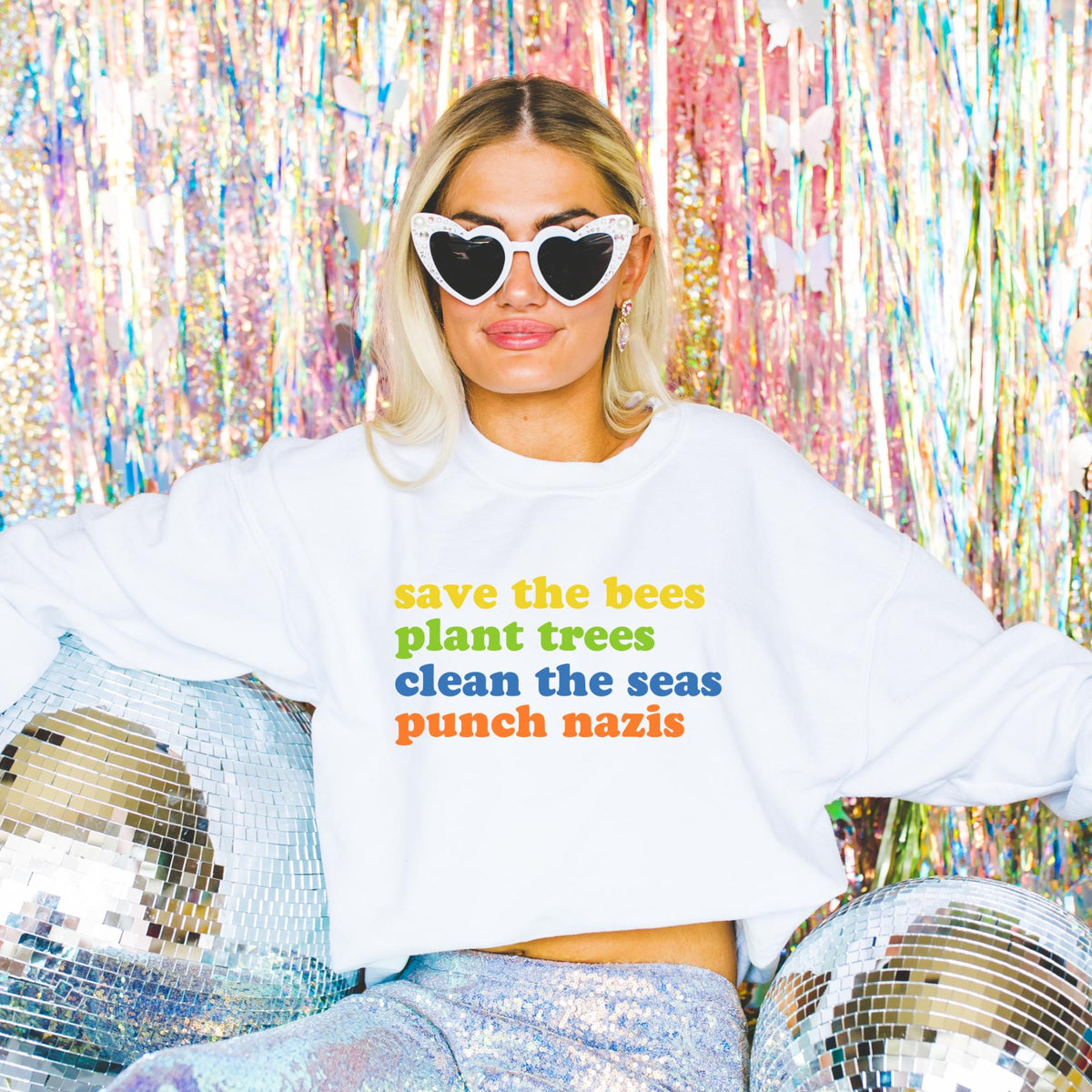 Save The Bees Plant The Trees Punch Nazis Mother Earth Sweatshirt Environment Sweatshirt Activist Shirt Save Earth Sweatshirt – Premium Graphic · Must-Have Style