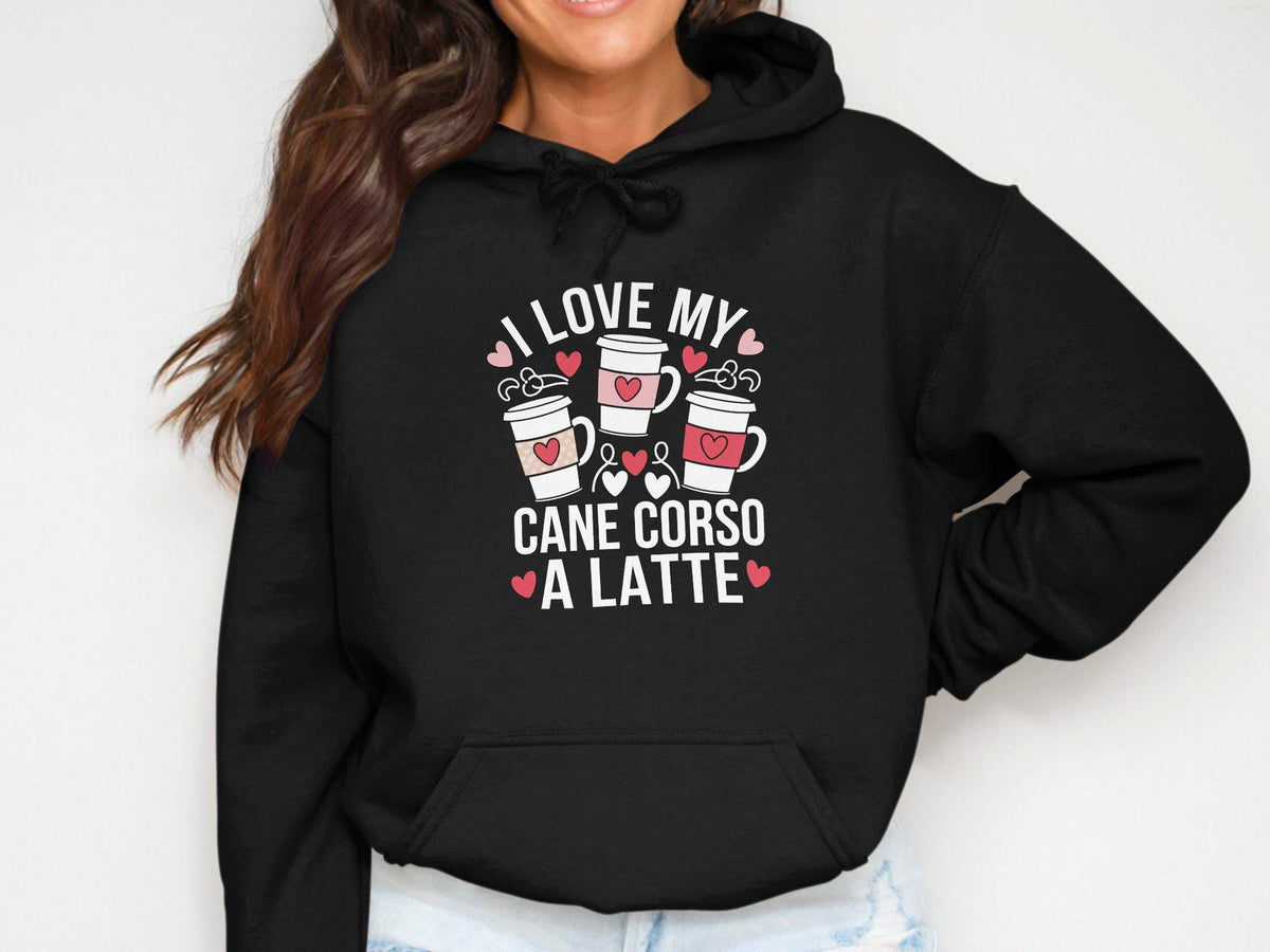 Women39s Hoodie with Dog and Latte Design Cane Corso Lovers Pullover Cute Coffee Print Hoodie Cozy and Stylish Gift for Dog Moms Hoodie – Feel-Good Design · Great Gift For Fans